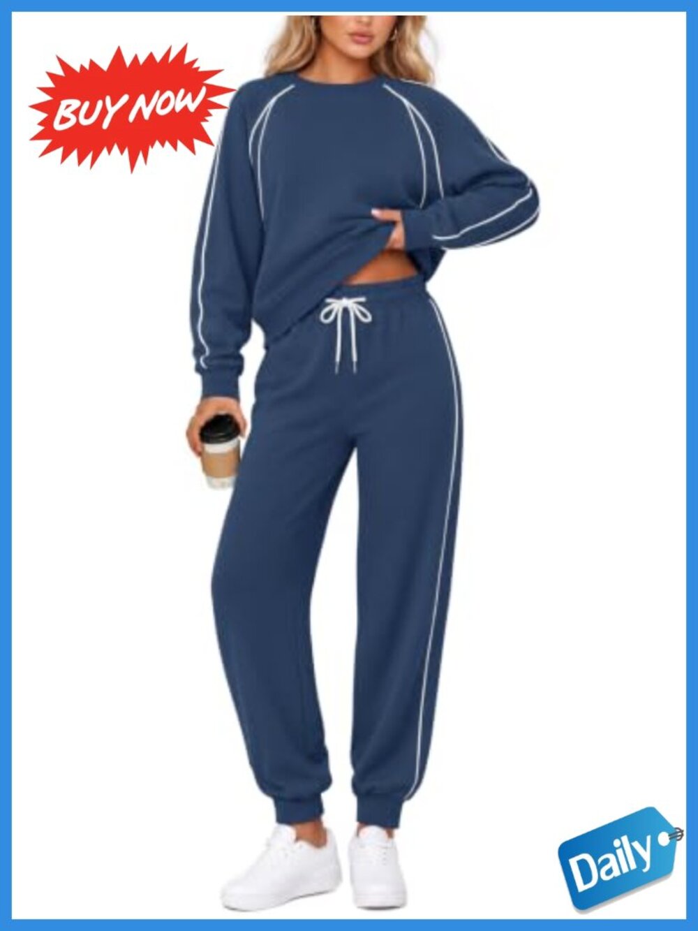 Women's 2-Piece Tracksuit Set Soft Polyester Blend Sweatsuit Lounge